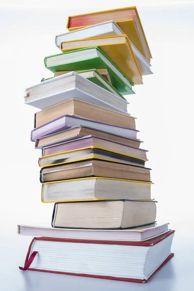 Pile Colored Different Books White Table — Stock Photo, Image