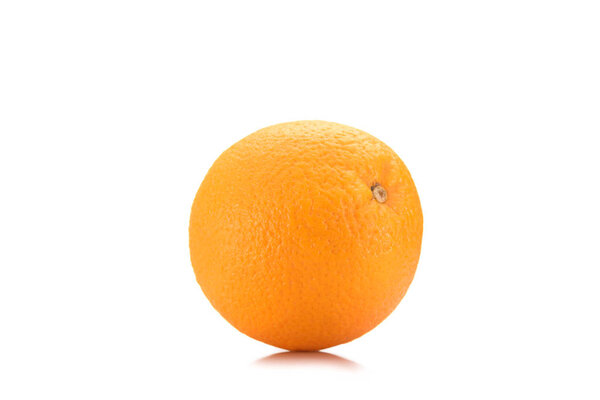 close up view of fresh wholesome orange isolated on white