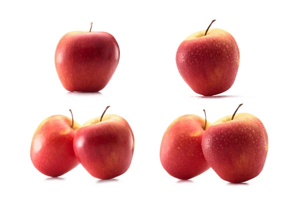 Vue Rapprochée Pommes Saines Disposées Isolées Sur Blanc — Photo gratuite