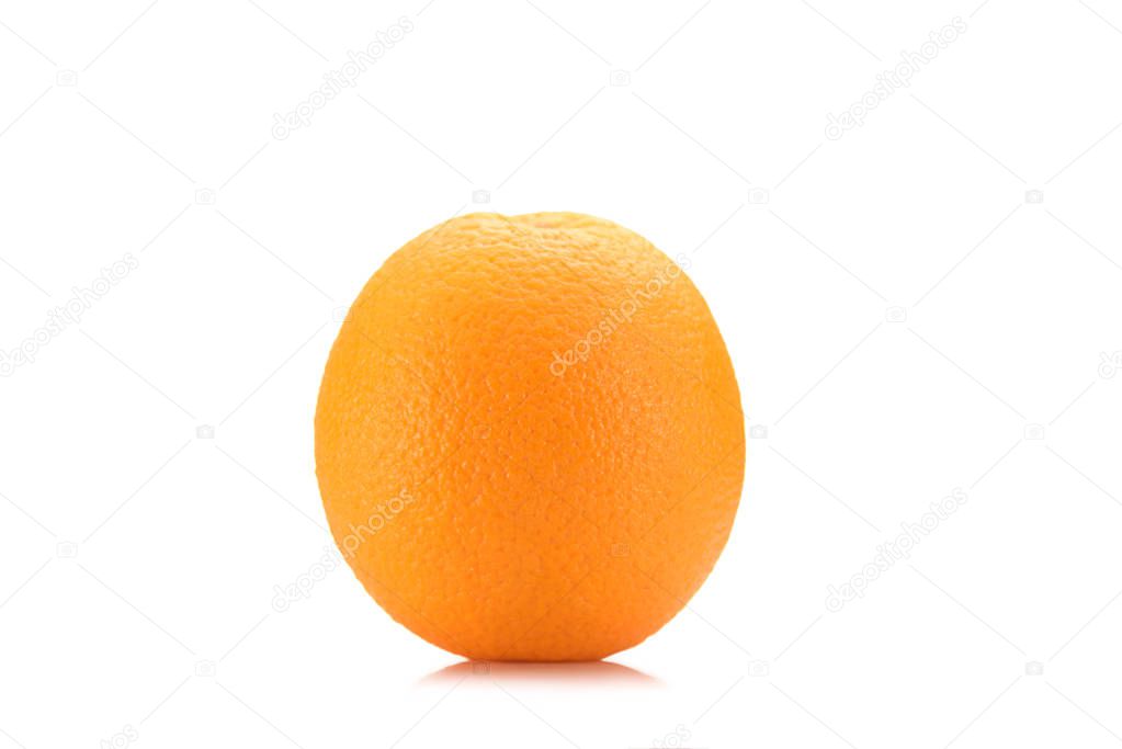close up view of fresh wholesome orange isolated on white
