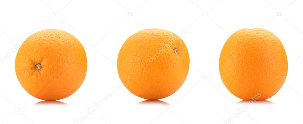 close up view of wholesome oranges isolated on white