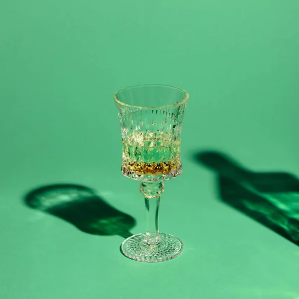 Close Shot Crystal Glass Absinthe Green Surface — Stock Photo, Image