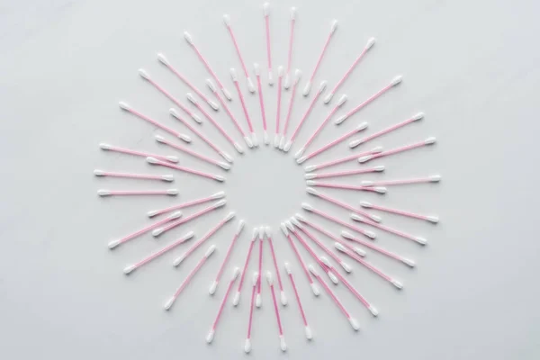 Top View Cotton Swabs Shape Firework Isolated White Beauty Concept — Free Stock Photo