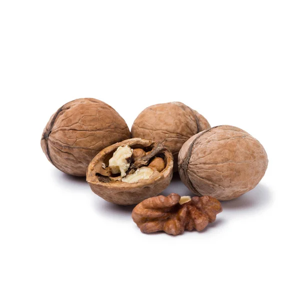 Puñado Nueces Aisladas Sobre Fondo Blanco — Foto de Stock