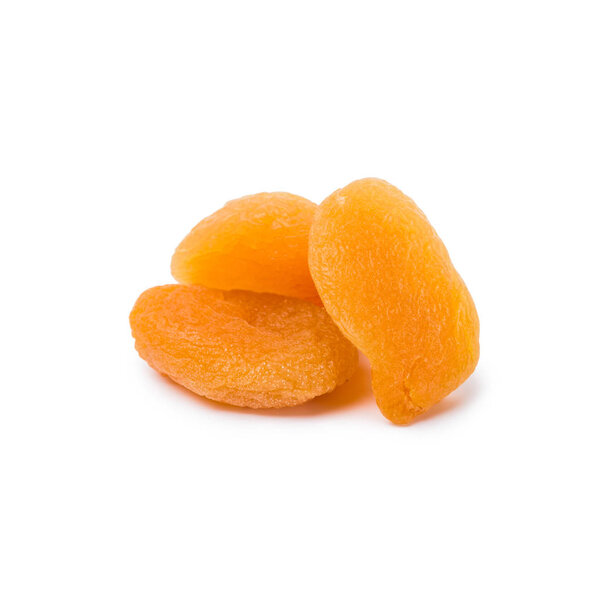 tasty dried apricots isolated on white background