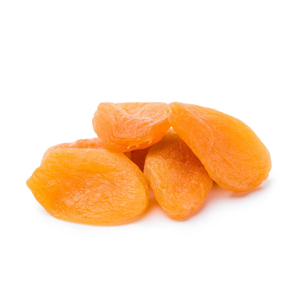 Delicious dried apricots isolated on white background