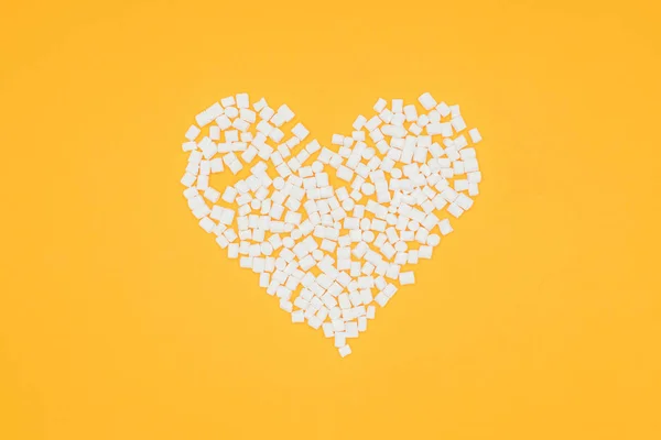 Top View Heart Marshmallows Isolated Orange — Stock Photo, Image