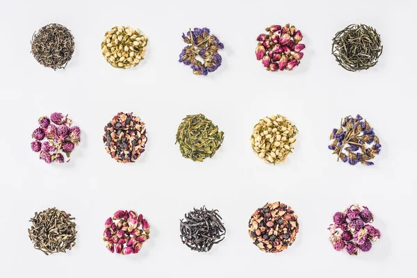 Колекція Сушеного Трав Яного Органічного Чаю Ізольовано Білому — стокове фото