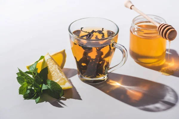 Healthy Tea Lemon Mint White Tabletop Stock Picture