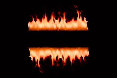 close up view of burning flame lines on black backdrop clipart