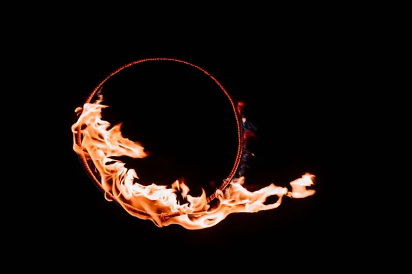 Close View Burning Circle Figure Isolated Black — Stock Photo, Image