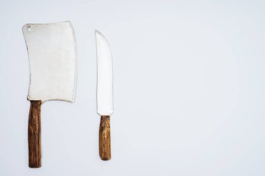 ahşap kulplu gri, en iyi görünüm izole çeşitli mutfak bıçakları ayarlayın
