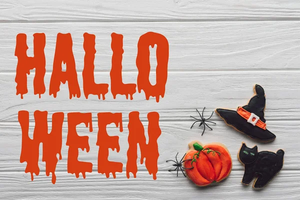 Upphöjd Syn Läckra Hembakade Halloween Kakor Trä Bakgrund Med Halloween — Gratis stockfoto