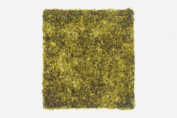Верхний Вид Зеленого Сушеного Листа Нори Изолирован Белом Фоне — стоковое фото