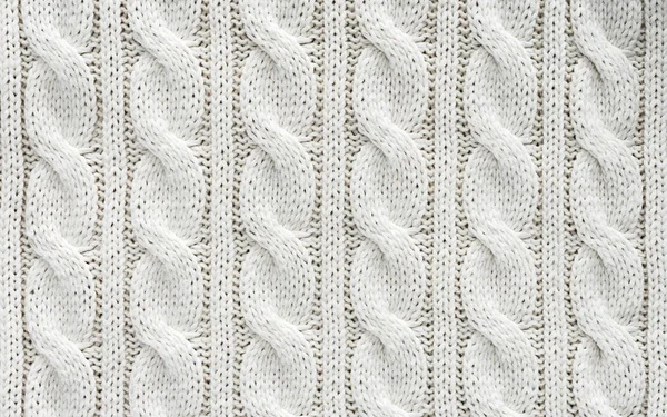 Full Frame White Knitted Cloth Pattern Background — Stock Photo, Image