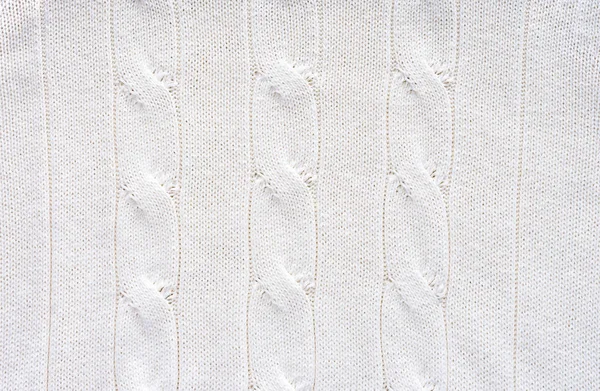 Full Frame White Woolen Fabric Pattern Background — Stock Photo, Image