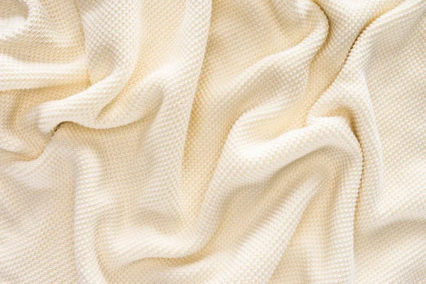 Full Frame Folded White Woolen Fabric Background — Stock Photo, Image