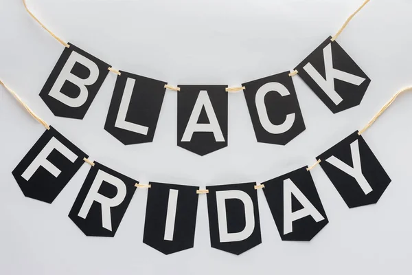 Black Friday Lettering Flag Garlands Special Offer Isolated White — Stock Photo, Image
