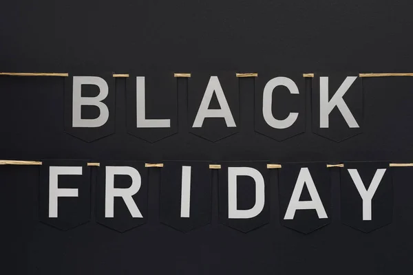 Black Friday Lettering Flag Garlands Lines Black — Stock Photo, Image