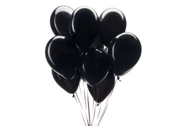 bunch of black balloons isolated on white for black friday sale clipart