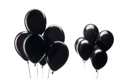 bunches of black balloons isolated on white for black friday special offer clipart