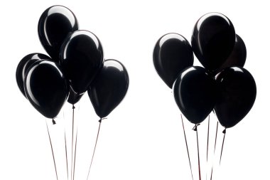bunches of black balloons isolated on white for black friday  clipart