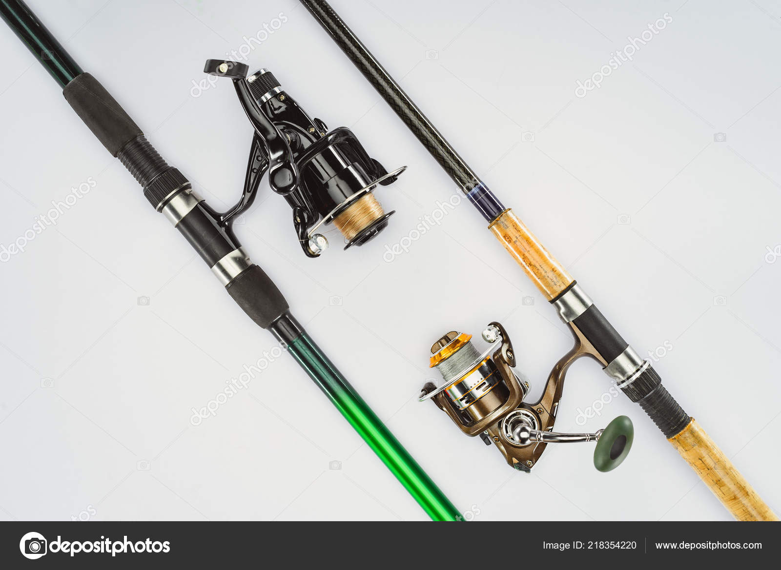 Flat Lay Arranged Fishing Rods Isolated White Minimalistic Concept Stock  Photo by ©VadimVasenin 218354220