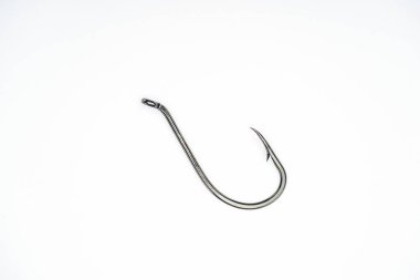 elevated view of fishing hook isolated on white  clipart