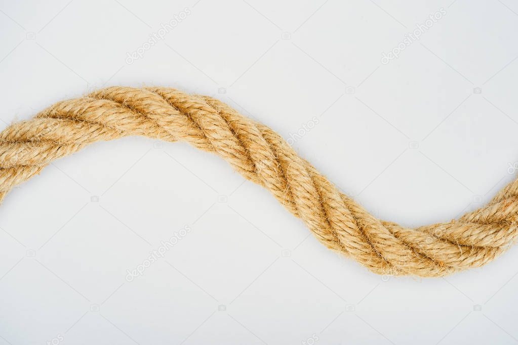 elevated view of nautical rope isolated on white 