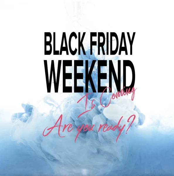 Mixing Blue White Paint Splashes Isolated White Black Friday Weekend — Stock Photo, Image