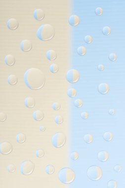 close-up view of transparent water drops on light abstract background clipart