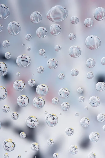 Vista Cerca Hermosas Gotitas Limpias Sobre Fondo Abstracto Borroso — Foto de Stock