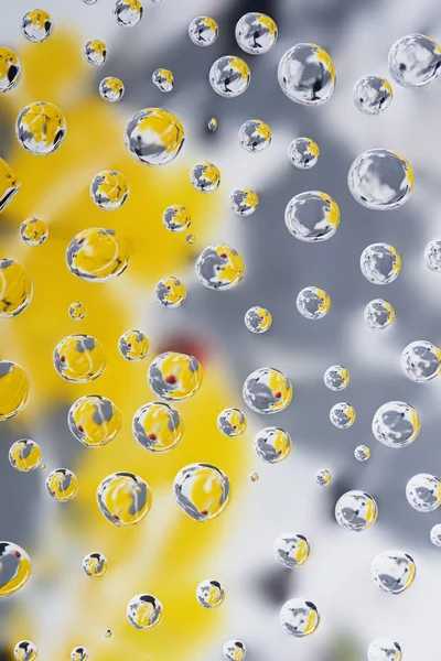 Hermosas Gotas Agua Limpia Sobre Fondo Abstracto Borroso — Foto de Stock