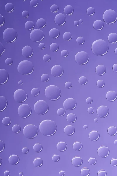 Close View Transparent Water Drops Purple Background — Stock Photo, Image