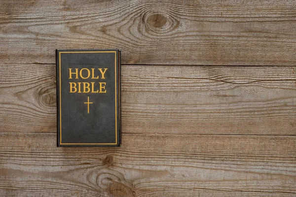 Widok Góry Pisma Świętego Rustykalne Drewniany Stół — Zdjęcie stockowe