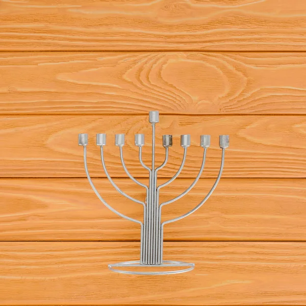 Vista Dall Alto Della Menorah Sulla Superficie Legno Concetto Vacanza — Foto stock gratuita