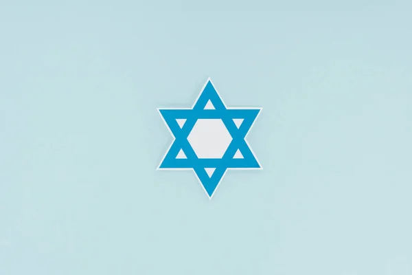Vista Superior Estrella Judía Tradicional Aislado Azul Concepto Vacaciones Hannukah —  Fotos de Stock