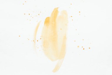orange watercolor strokes with splatters on white paper clipart