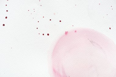 abstract light pink watercolor painting with splatters on white paper clipart