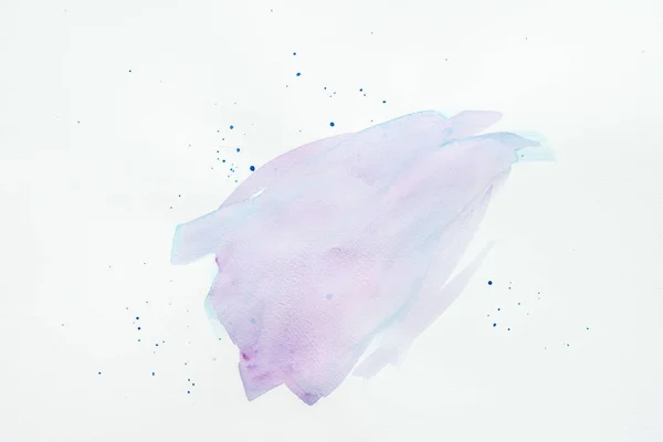 Abstrakte Violette Und Blaue Aquarellzeichnung Mit Flecken Auf Weißem Papier — Stockfoto