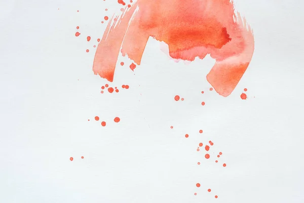 Aquarelle Rouge Abstraite Éclaboussures Sur Papier Blanc — Photo