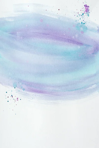 抽象紫色和蓝色水彩画与飞溅在白纸上 — 图库照片