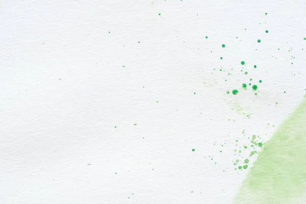 Abstract Green Watercolor Splatters White Paper Background Copy Space — Stock Photo, Image