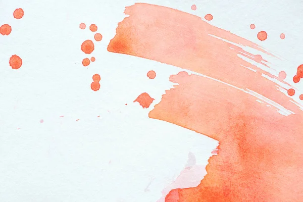 Aquarelle Rouge Abstraite Coups Éclaboussures Sur Papier Blanc — Photo