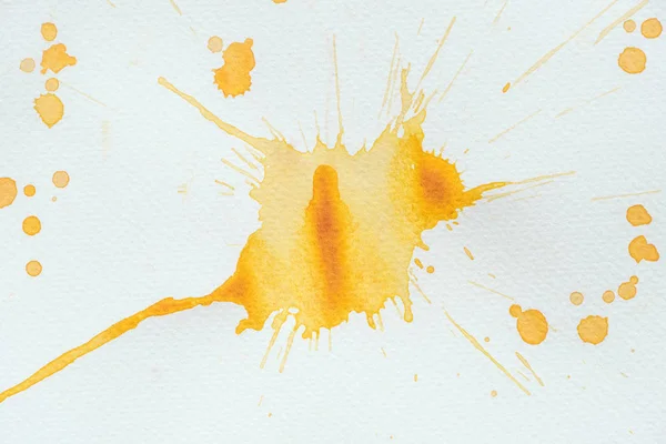 Abstract Oranje Aquarel Splatter Wit Papier — Stockfoto