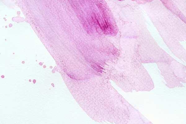 Lila Absztrakt Akvarell Ecsetvonások Splatters Fehér Papírra — Stock Fotó