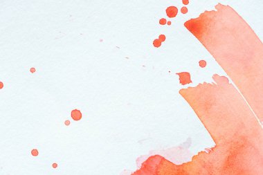 creative background with red watercolor strokes and splatters on white paper clipart