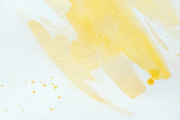 Traços Aquarela Amarelo Artístico Papel Branco — Fotografia de Stock