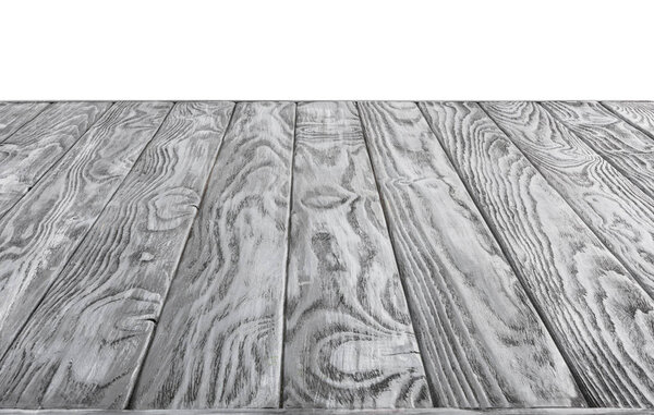  surface of grey wooden planks on white background