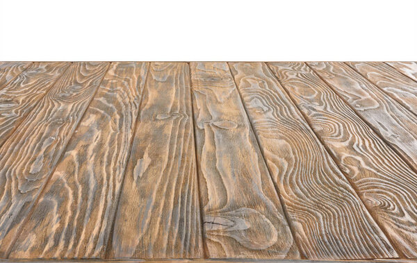  surface of brown wooden planks on white background